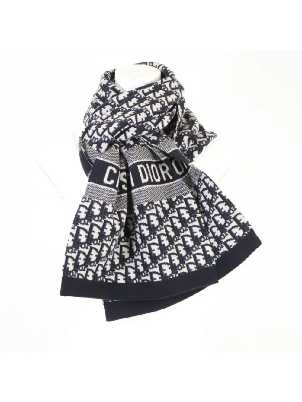 Dior Cashmere Blend Oblique Pattern Scarf